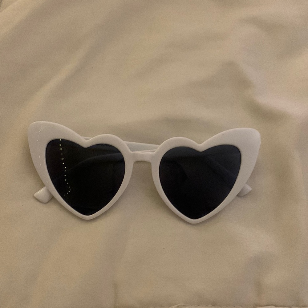 white heart shaped sunglasses